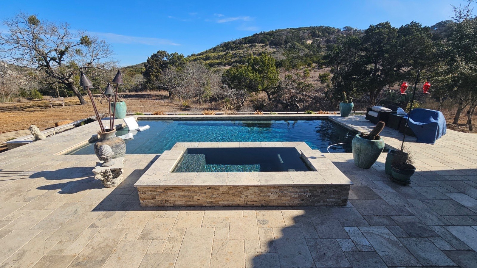 Custom pool built by J. Oliver Pools in the Texas Hill Country